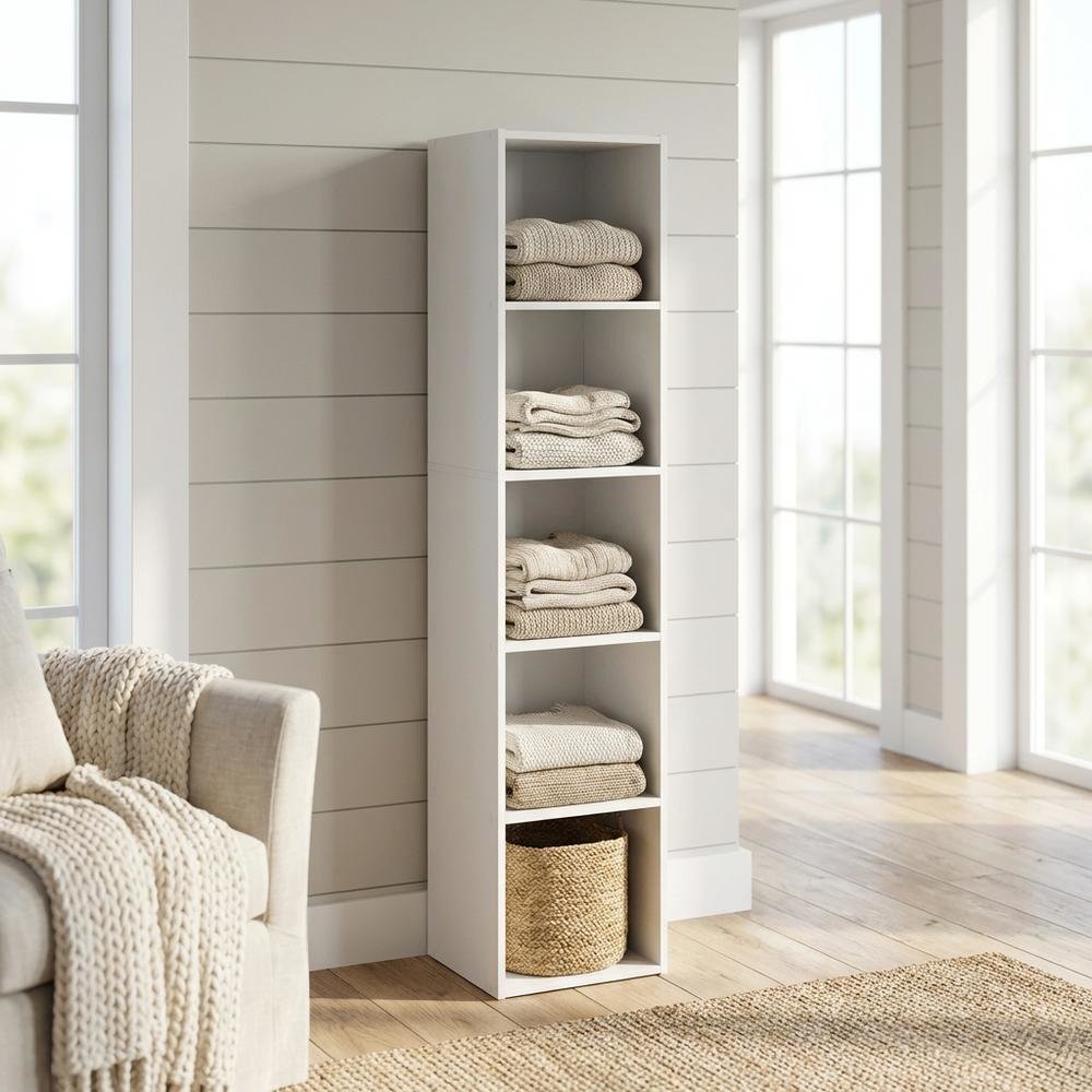 Wooden 5-Tier Open Shelf Closet and Storage Organizer for Multiuse Spaces