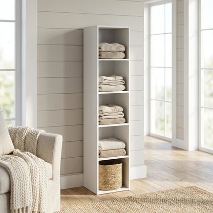 Wooden 5-Tier Open Shelf Closet and Storage Organizer for Multiuse Spaces