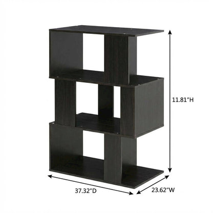 Espresso 3-Tier Open Book Shelf with Rustic Wooden Design