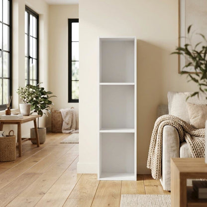 Wooden White Bookcase with Compact Design and Sturdy Construction