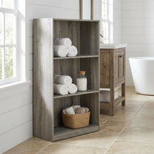 French Oak Grey 3-Tier Bookcase with Spacious Shelves for Home Storage