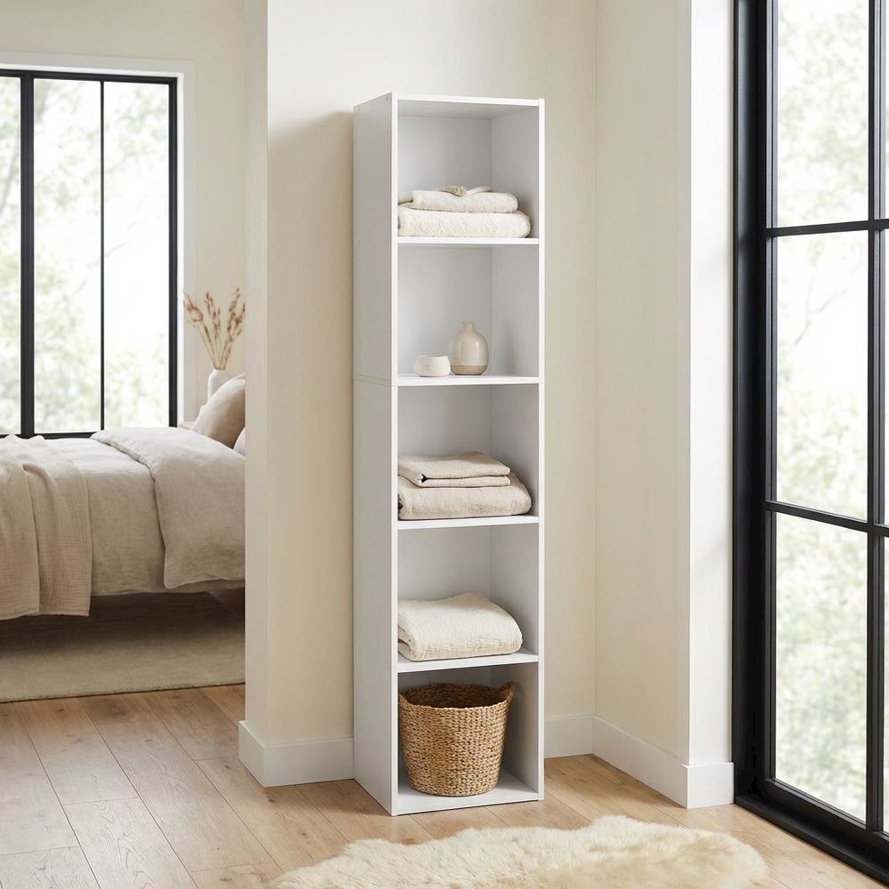 Wooden 5-Tier Open Shelf Closet and Storage Organizer for Multiuse Spaces
