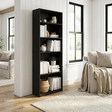 Wooden bookcase in natural finish with sturdy design for living room or office