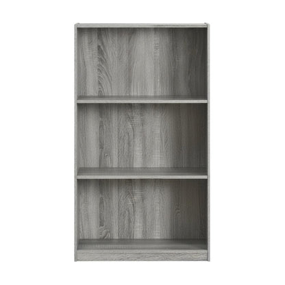 French Oak Grey 3-Tier Bookcase with Spacious Shelves for Home Storage