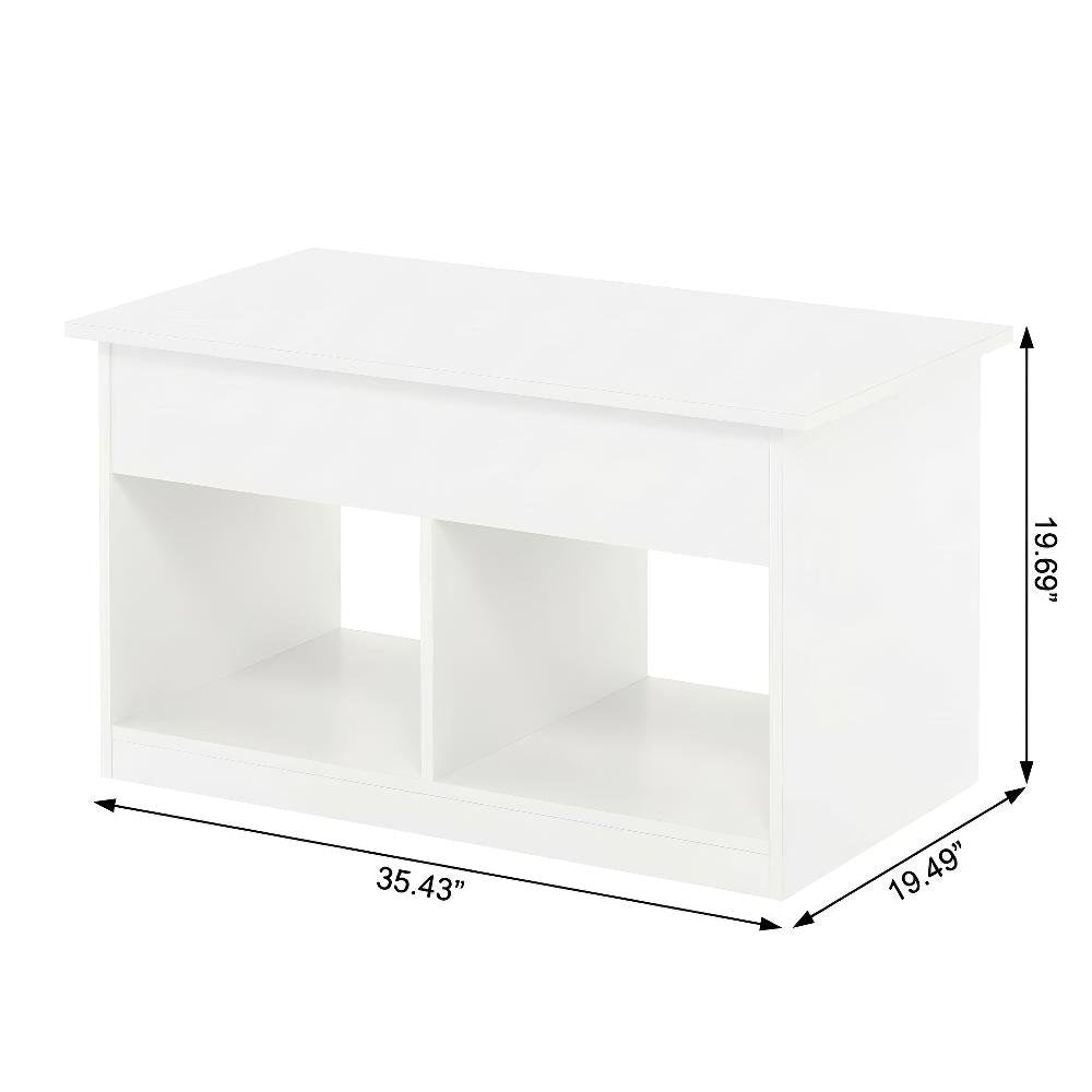 Solid White Lift Top Coffee Table with Storage and Durable Construction