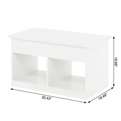 Solid White Lift Top Coffee Table with Storage and Durable Construction