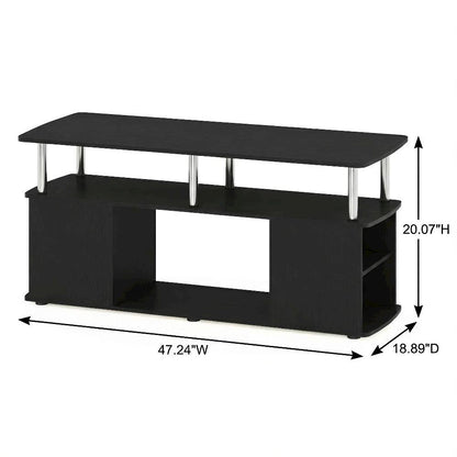 Dark Americano Coffee Table with Storage Shelf and Bottom Compartment