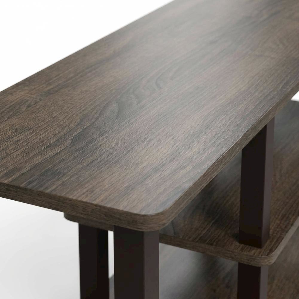 Walnut Brown 3-Tier TV Stand with Modern Wood Finish and Square Tube Design