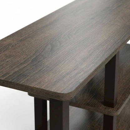 Walnut Brown 3-Tier TV Stand with Modern Wood Finish and Square Tube Design