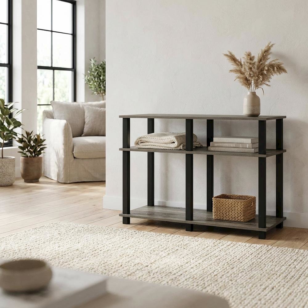 Wooden TV stand for up to 40 inch TVs with modern French Oak and black finish