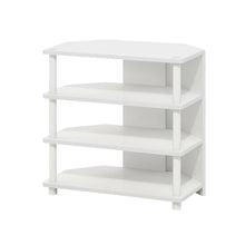 White 4-Tier Petite TV Stand with Easy Assembly and Solid Wood Construction