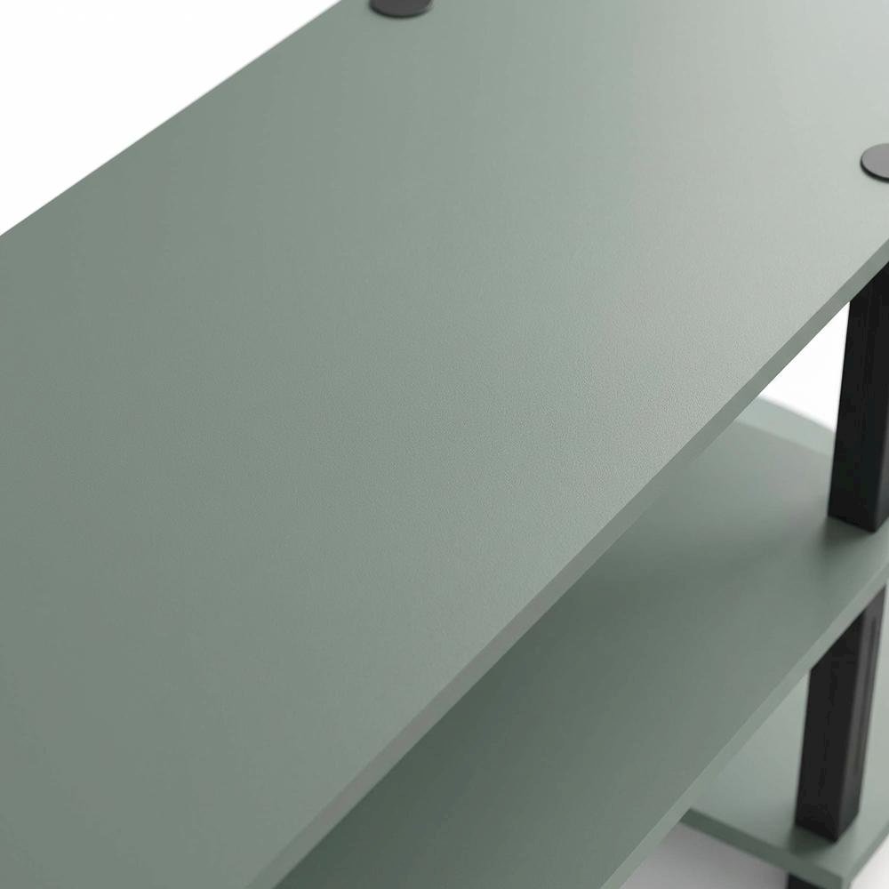 Sage Green TV Stand, 55-Inch Flat Screen, Open Shelves, Rounded Corners