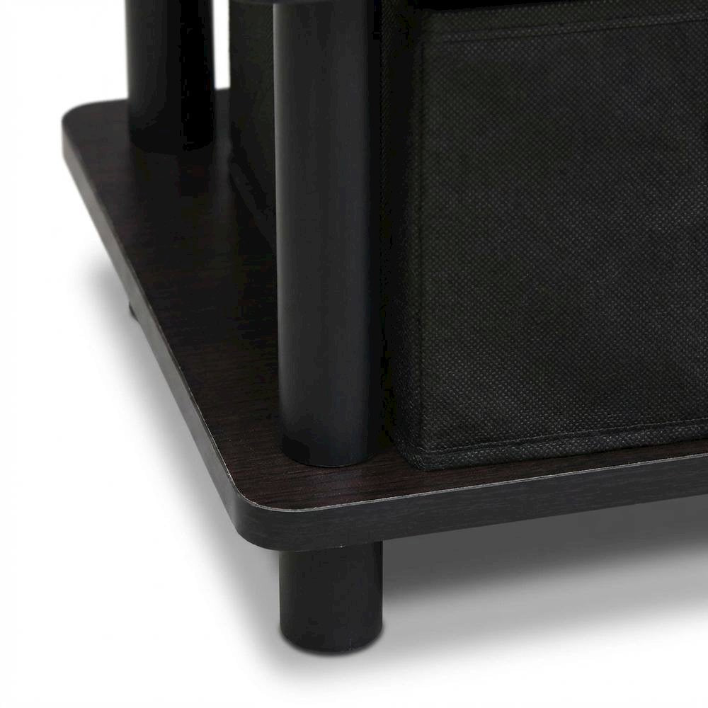 Espresso/Black TV Stand with Storage Bins and Wood Construction