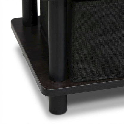 Espresso/Black TV Stand with Storage Bins and Wood Construction