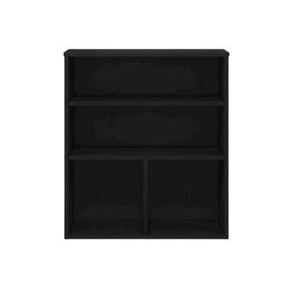 Black 3-Tier Display Bookcase with Wooden Shelves for Living Room or Office