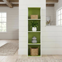 Green 4-Tier Bookcase with Open Storage and Wood Construction