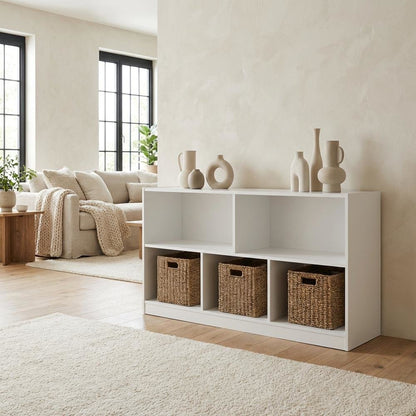 Wooden bookcase with clean design for versatile storage
