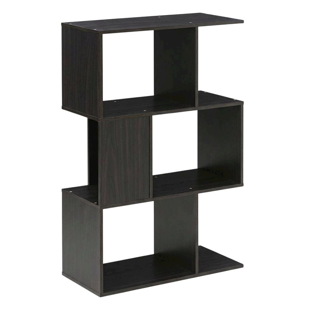 Espresso 3-Tier Open Book Shelf with Rustic Wooden Design