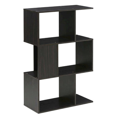 Espresso 3-Tier Open Book Shelf with Rustic Wooden Design