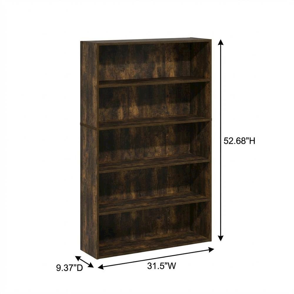 Amber Pine 5-Tier Open Shelf Bookcase with Spacious Multi-Level Storage