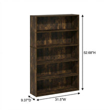 Amber Pine 5-Tier Open Shelf Bookcase with Spacious Multi-Level Storage