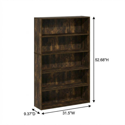 Amber Pine 5-Tier Open Shelf Bookcase with Spacious Multi-Level Storage