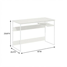 White Study Desk With Solid Finish And Spacious Workspace