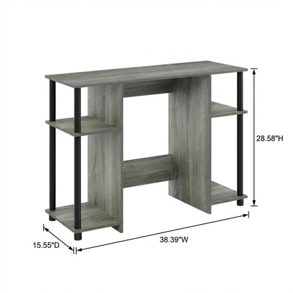 Compact French Oak Grey And Black Study Desk With Modern Design