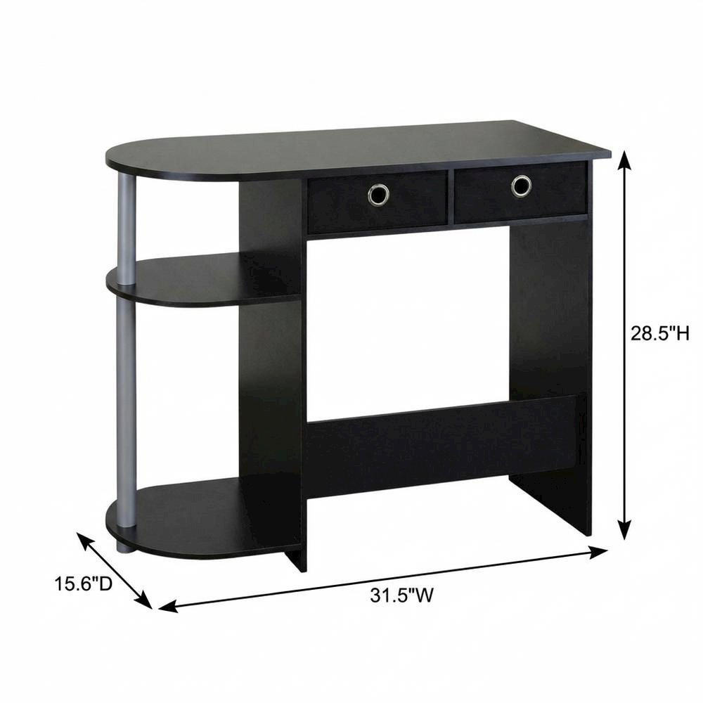 Black and Grey Computer Desk with Spacious Surface and Modern Design