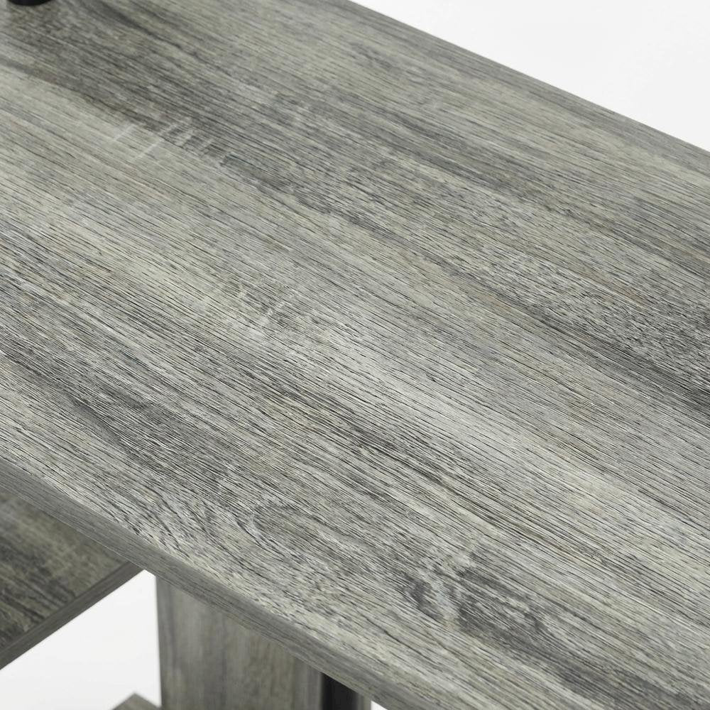 French Oak Grey/Black Computer Writing Desk with Modern Design, Sturdy