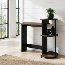 Columbia Walnut and Black Computer Desk with Shelves for Compact Workspaces