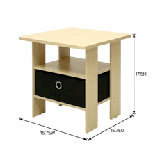 Steam Beech and Black Finish Nightstand with Bin Drawer for Bedroom