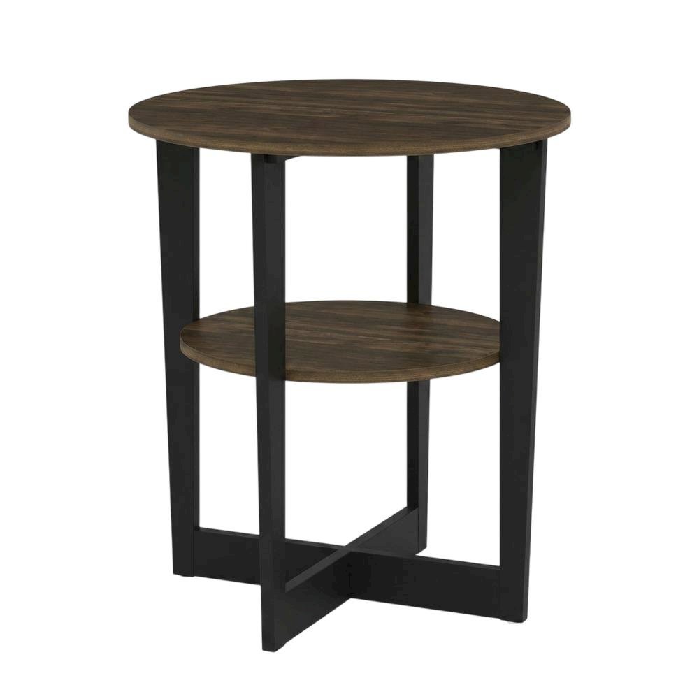 Walnut and Black Oval End Table with Modern Style and Sturdy Frame