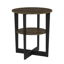 Walnut and Black Oval End Table with Modern Style and Sturdy Frame