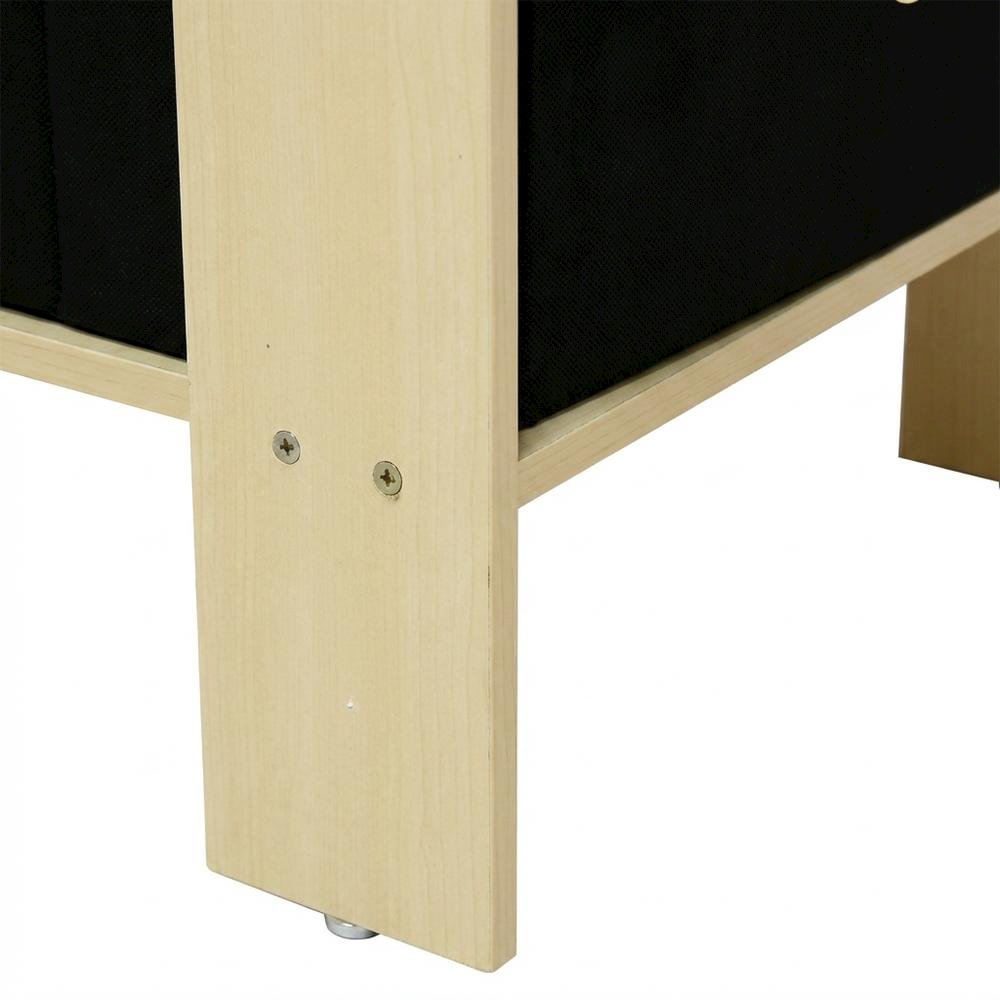 Steam Beech and Black Finish Nightstand with Bin Drawer for Bedroom