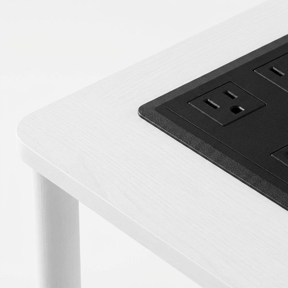 White, Storage Side Table, Open Shelf, USB Charging