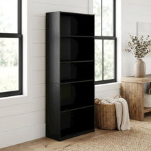 Wooden Bookcase in Finish with Adjustable Shelves for Home Office