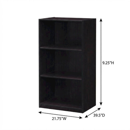 Wooden 3-Tier Bookcase with Storage Shelves for Living Room and Office