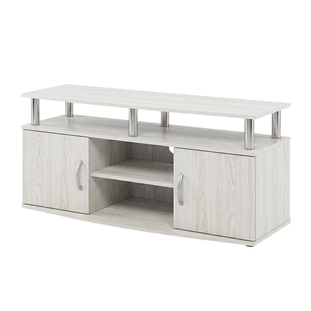 Stylish White Oak Entertainment Center for TVs Up to 55-In, Steel Tubes