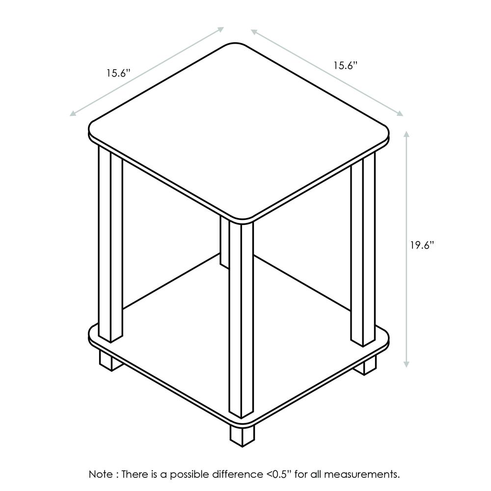 Furinno Simplistic End Table, Set of Two, Columbia Walnut/Black, Sonoma Oak/White