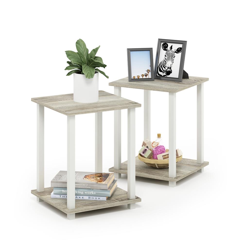 Furinno Simplistic End Table, Set of Two, Columbia Walnut/Black, Sonoma Oak/White