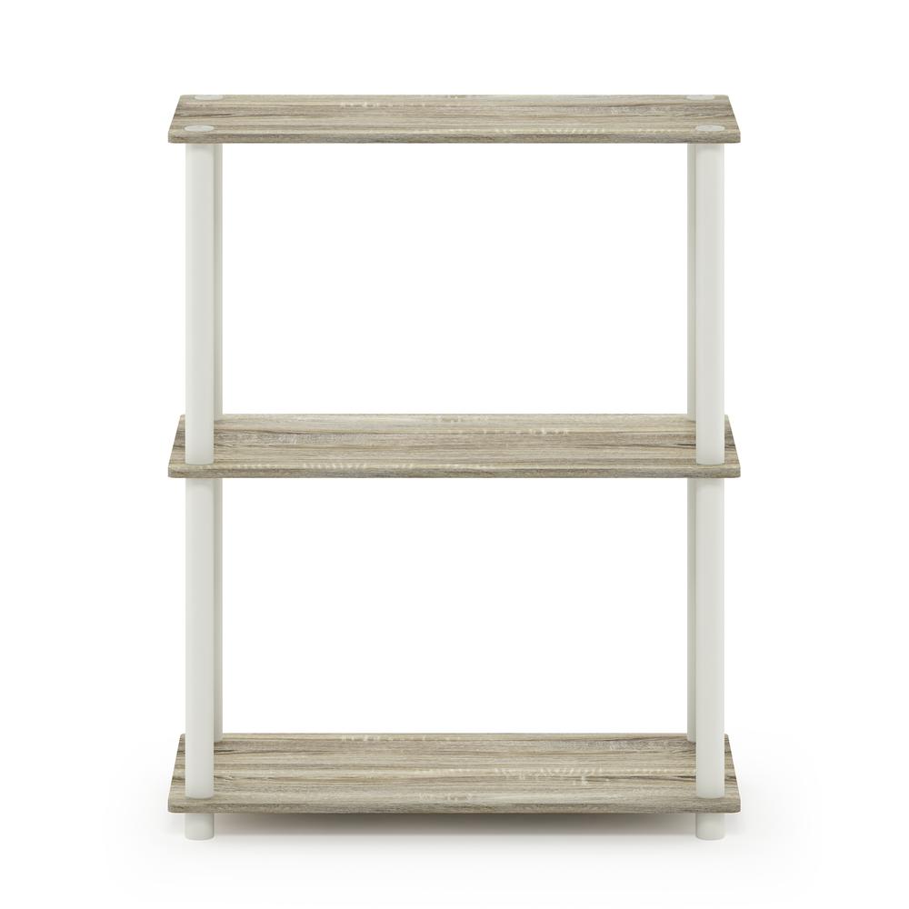 Furinno Turn-N-Tube 3-Tier Compact Multipurpose Shelf Display Rack, Sonoma Oak/White