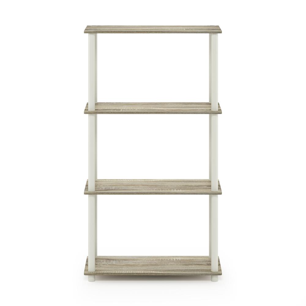 Furinno Turn-N-Tube 4-Tier Multipurpose Shelf Display Rack, Sonoma Oak/White