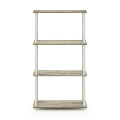 Furinno Turn-N-Tube 4-Tier Multipurpose Shelf Display Rack, Sonoma Oak/White