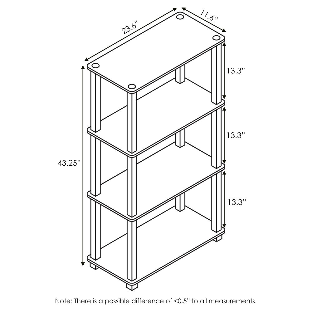 Furinno Turn-S-Tube 4-Tier Multipurpose Shelf Display Rack with Square Tube, Walnut/Brown