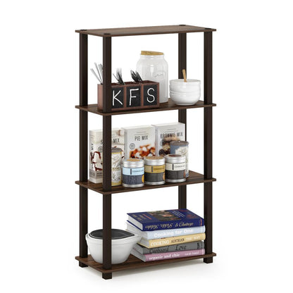 Furinno Turn-S-Tube 4-Tier Multipurpose Shelf Display Rack with Square Tube, Walnut/Brown