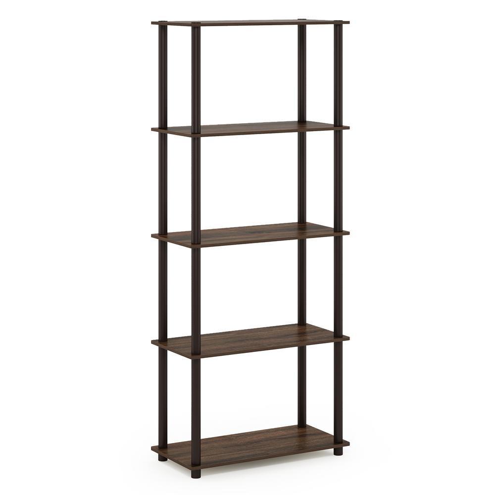 Furinno Turn-N-Tube 5-Tier Multipurpose Shelf Display Rack, Walnut/Brown