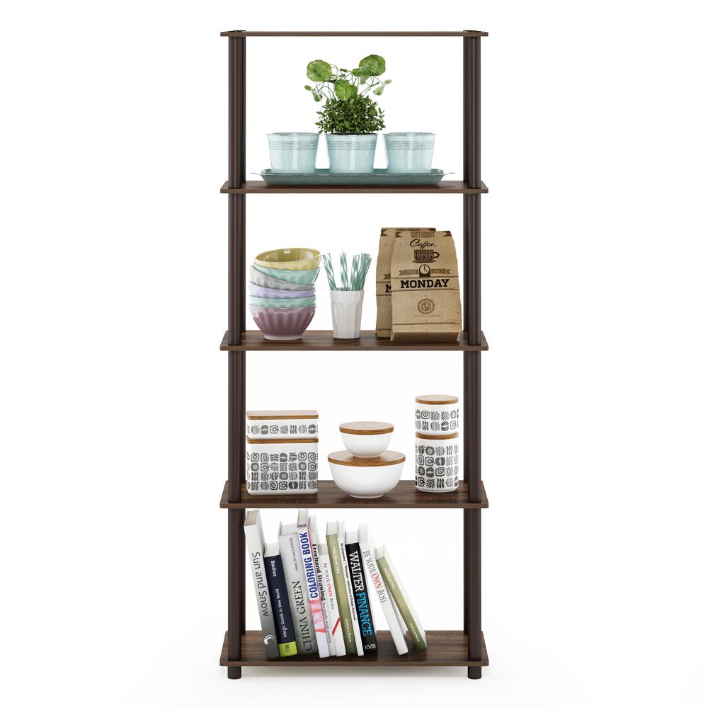 Furinno Turn-N-Tube 5-Tier Multipurpose Shelf Display Rack, Walnut/Brown