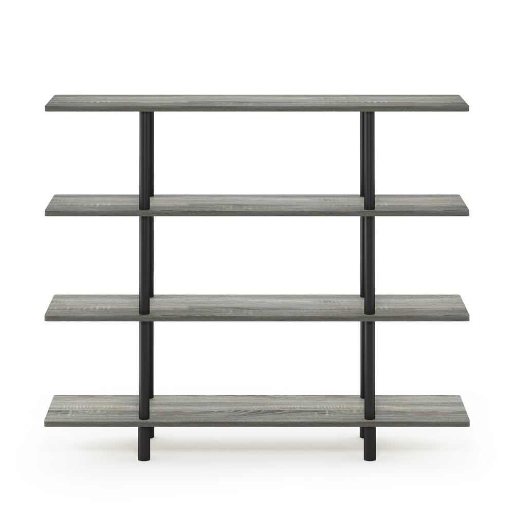 Furinno Turn-N-Tube 4-Tier Wide Display Shelf, French Oak Grey/Black