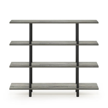 Furinno Turn-N-Tube 4-Tier Wide Display Shelf, French Oak Grey/Black
